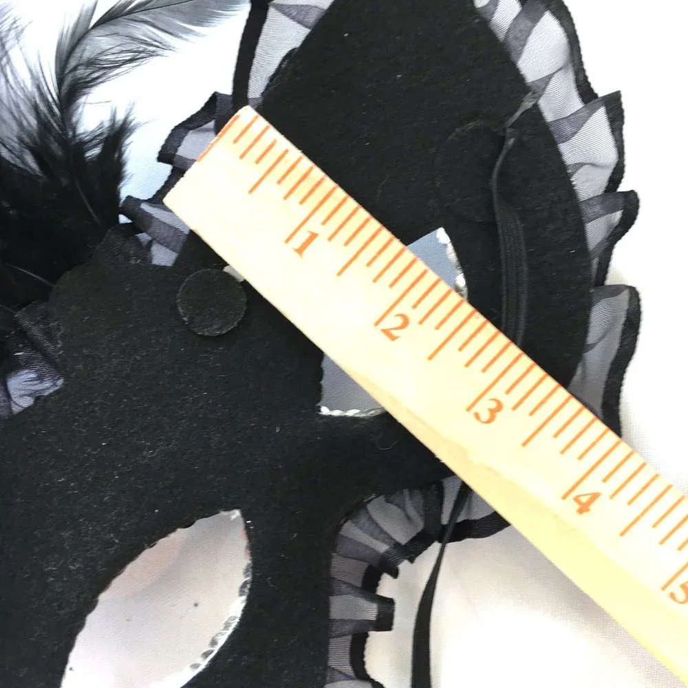 Halloween Half Mask Skull Sequin w/ ruffles